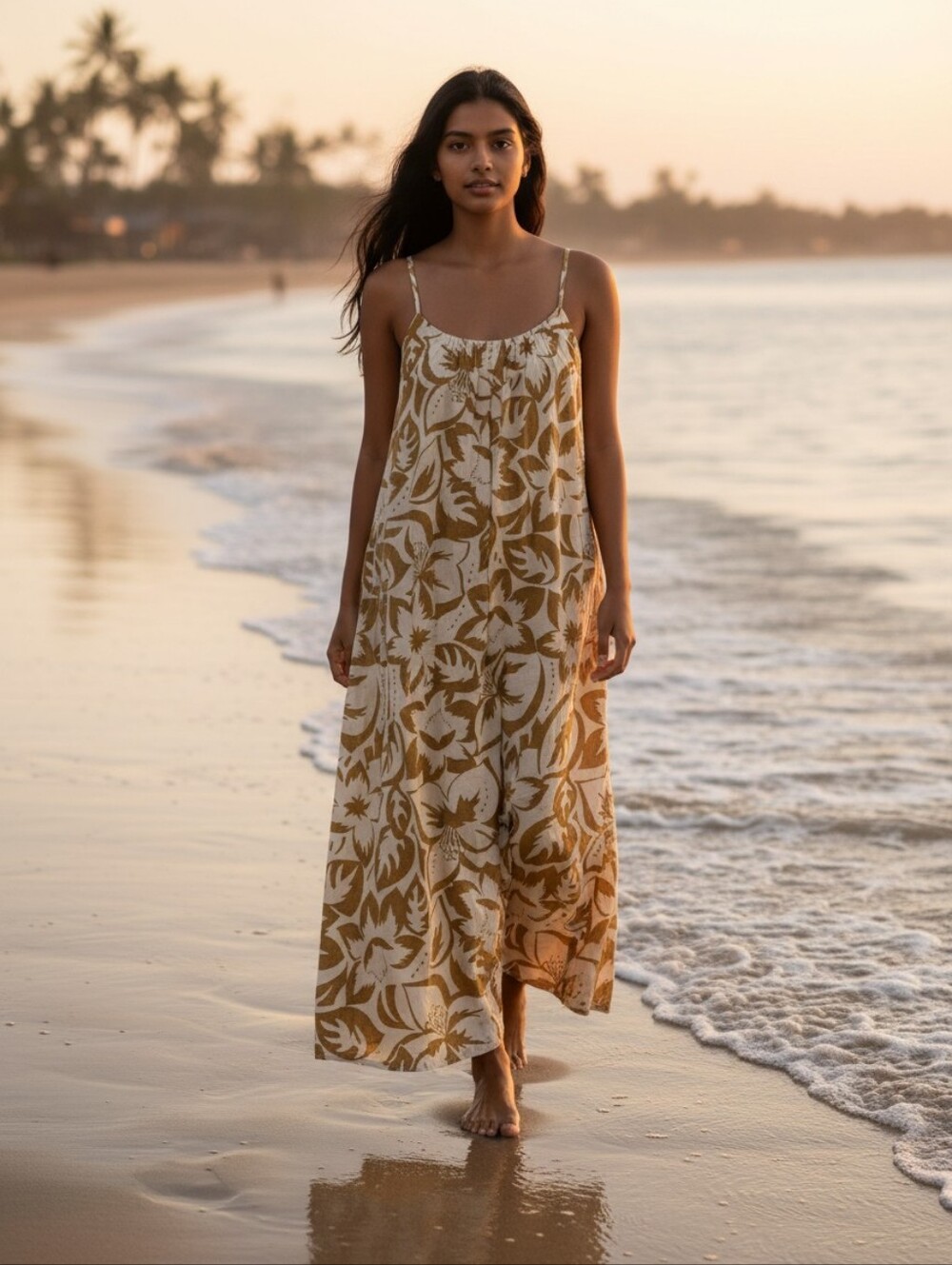 Madewell Linen Blend Cami Midi Dress Size XS Tropicale Floral Print Sleeveless